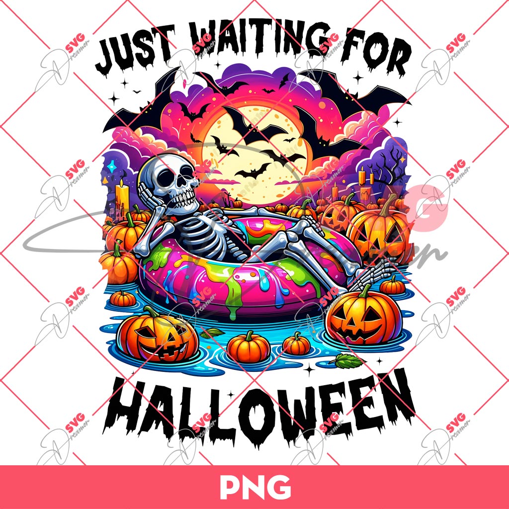 Skeleton Halloween PNG, Summer Skeleton PNG, Just Waiting For Halloween PNG