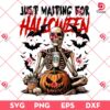 Skeleton Just Waiting For Halloween PNG, Skeleton And Pumpkin Halloween PNG, Skeketon Coffee Halloween PNG
