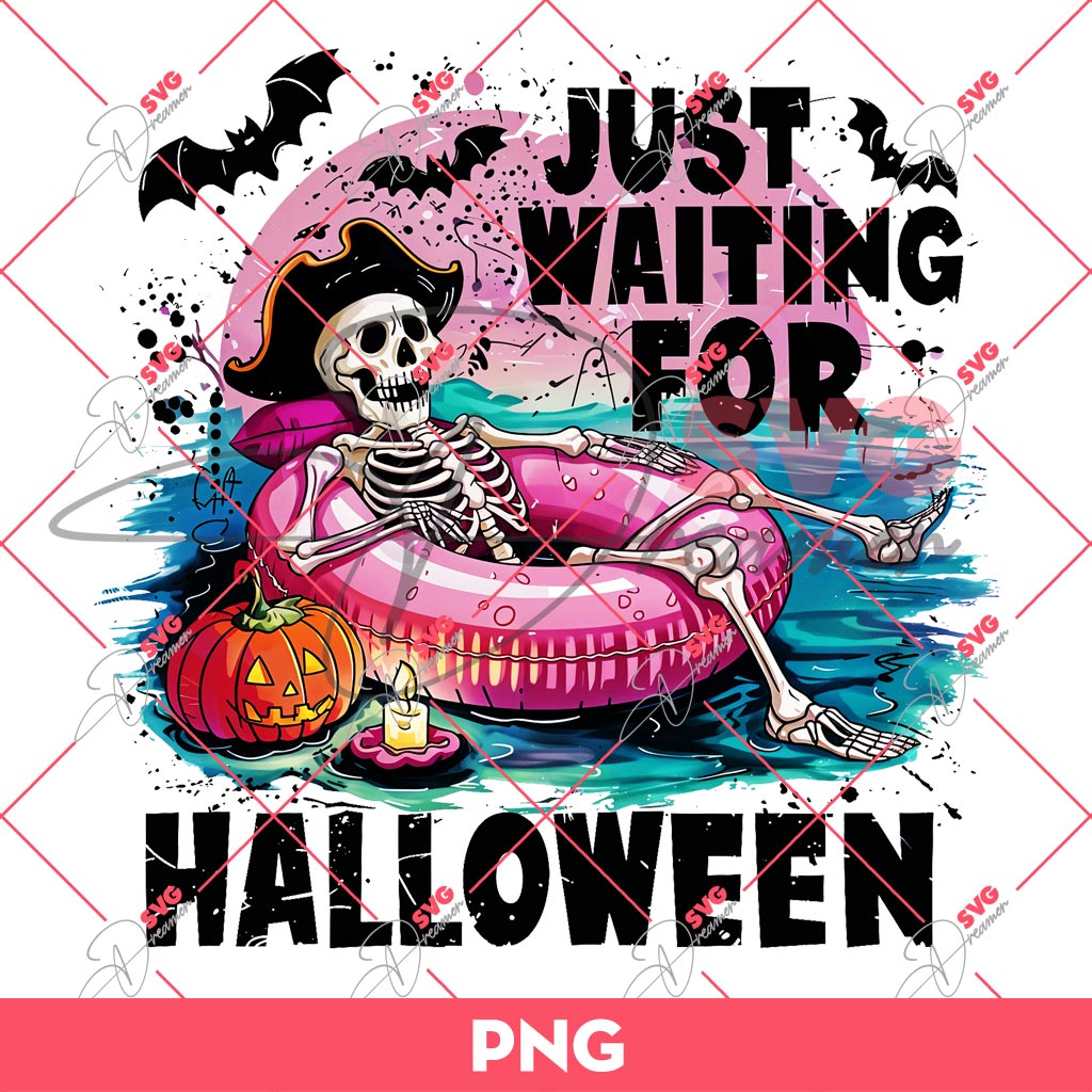 Skeleton Summer Just Waiting For Halloween PNG, Summer Vibes PNG, Skeleton Halloween PNG