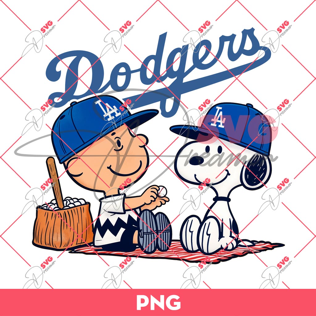 Snoopy And Charlie Brown Los Angeles Dodgers PNG, Snoopy Charlie Brown Baseball Dodgers PNG