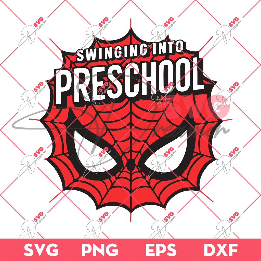 Spiderman Swinging Into Preschool SVG PNG, Back To School SVG PNG