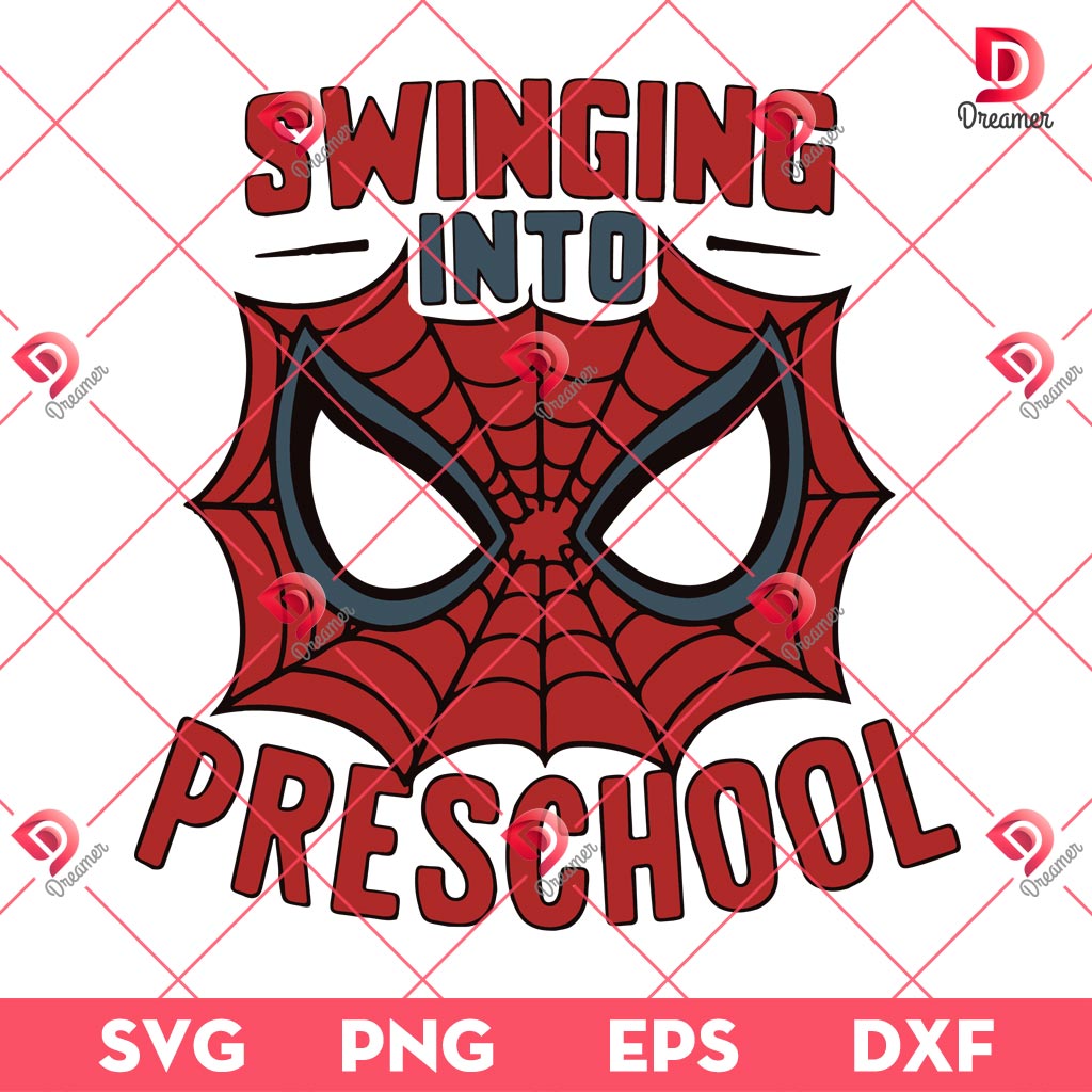 Spiderman Swinging Into Preschool SVG PNG, Superhero Back To School SVG PNG