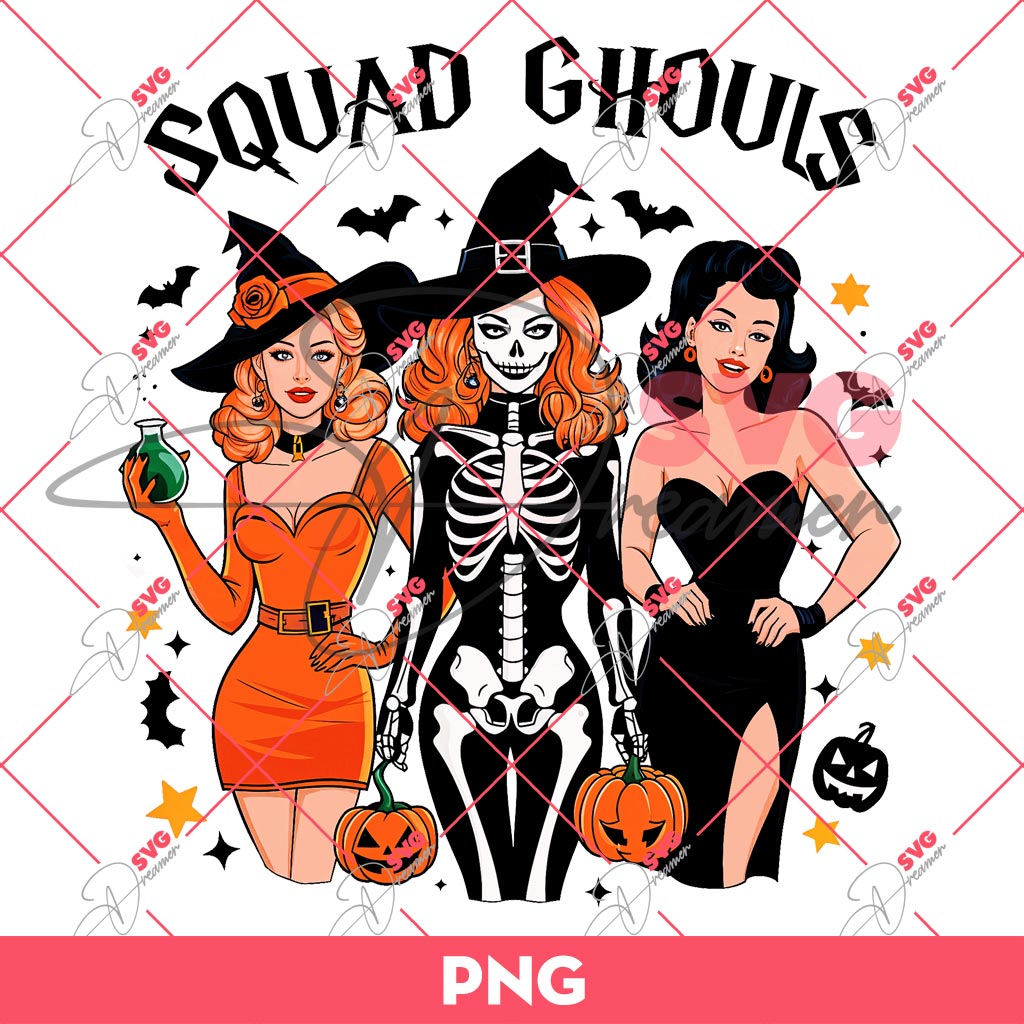 Squad Ghouls Halloween PNG, Spooky Vibes PNG