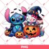 Stitch And Hello Kitty Witch Halloween PNG, Cartoon Characters Halloween PNG