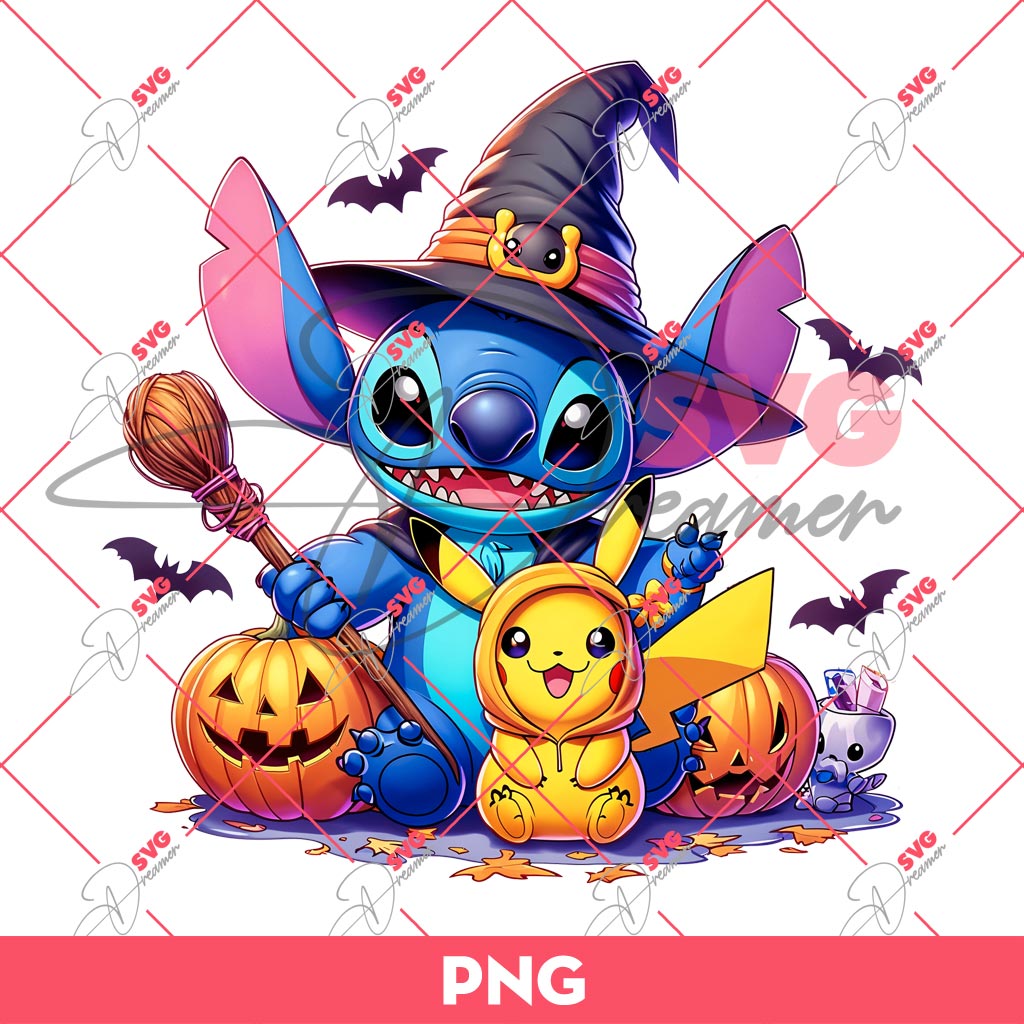 Stitch And Pikachu Halloween PNG, Cartoon Characters Halloween PNG