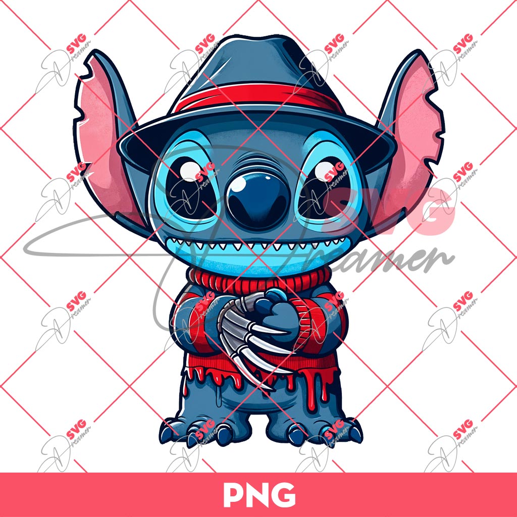 Stitch Freddy Krueger Halloween PNG, Horror Character Halloween PNG