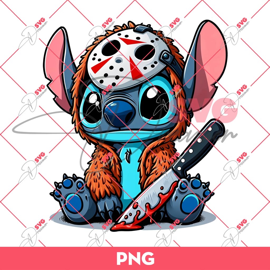 Stitch Jason Voorhees Halloween PNG, Stitch Horror Character PNG, Halloween PNG