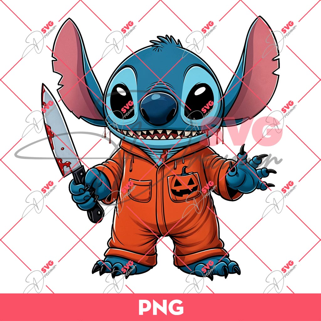 Stitch Michael Myers Halloween PNG, Stitch Horror Character PNG, Halloween PNG