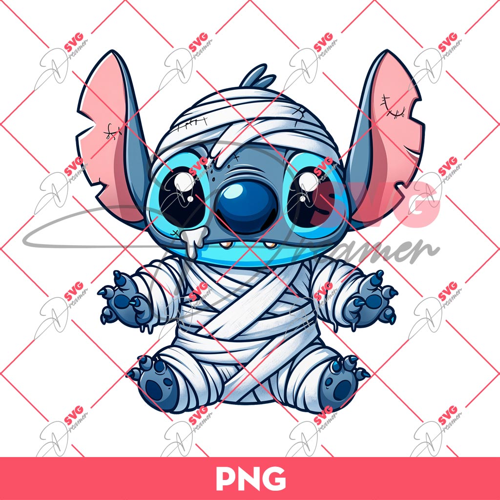 Stitch Mummy Halloween PNG, Disney Stitch Halloween PNG, Horror Characters PNG