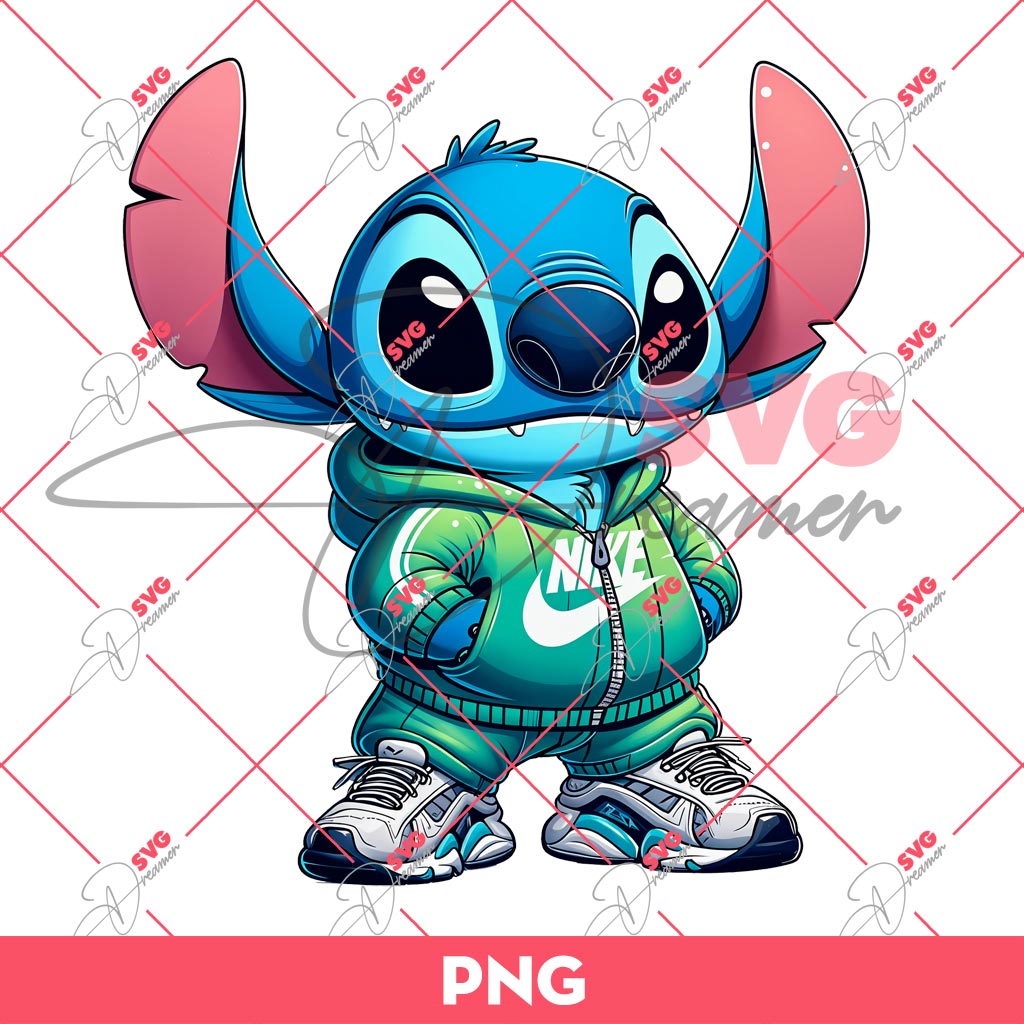 Stitch Wearing Nike Fashion PNG, Stitch Nike Outfits PNG