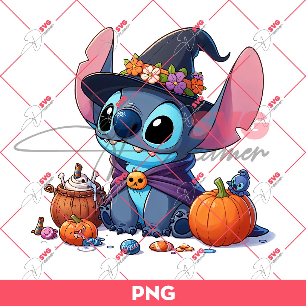 Stitch Witch PNG, Stitch Halloween PNG, Disney Characters Halloween PNG