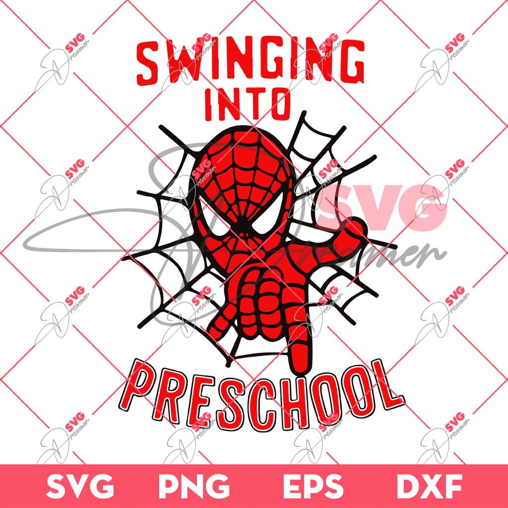 Swinging Into Preschool PNG SVG, Spiderman Back To School PNG SVG