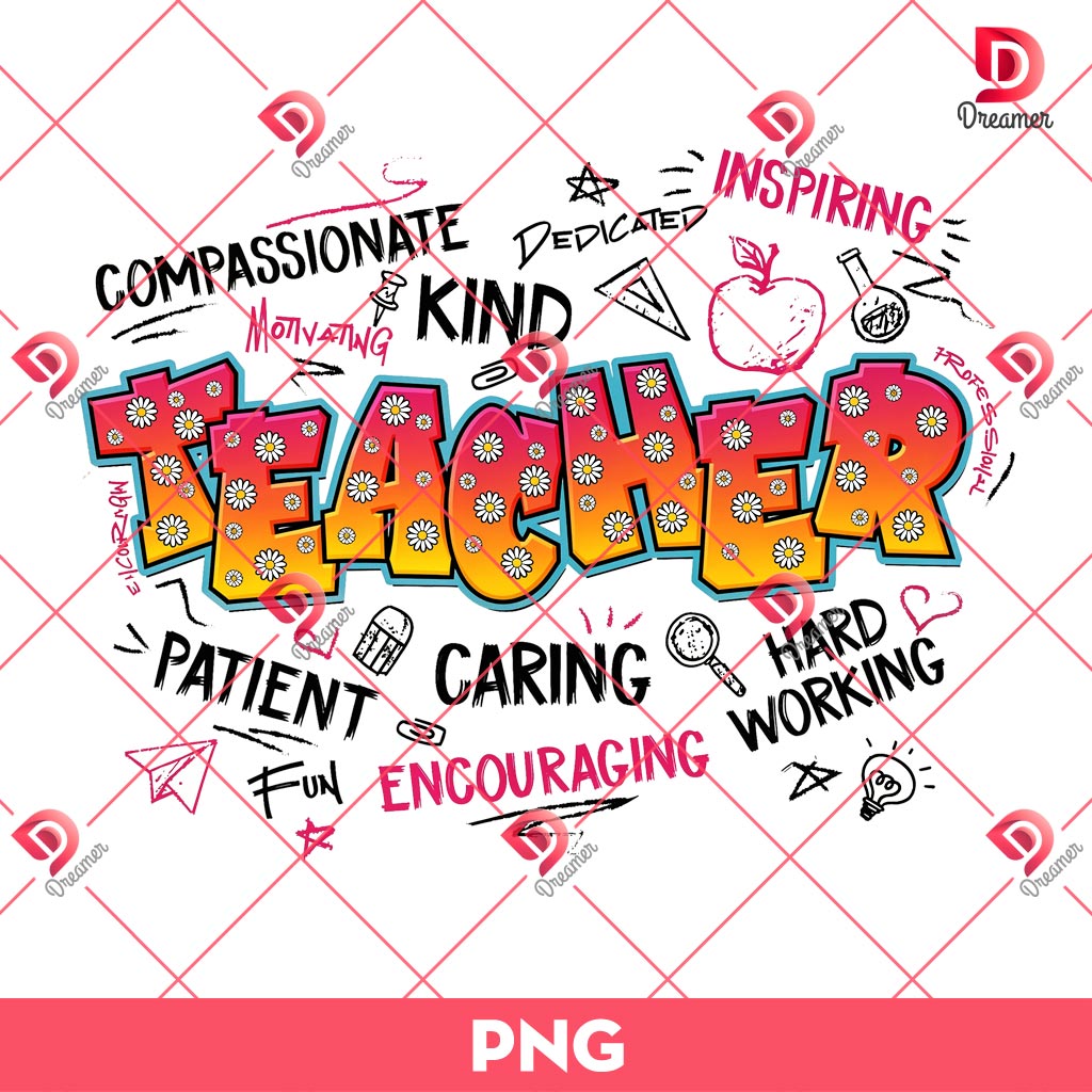 Teacher Graffiti Retro Teacher PNG, Teach Love Inspire PNG, Teacher Back To School PNG