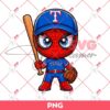 Texas Rangers Spiderman PNG, Baby Spiderman MLB Baseball PNG