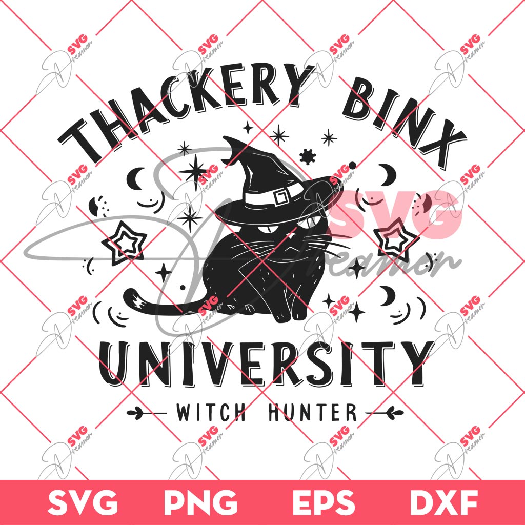 Thackery Binx University Witch Hunter SVG, Vintage Black Cat SVG, Halloween SVG