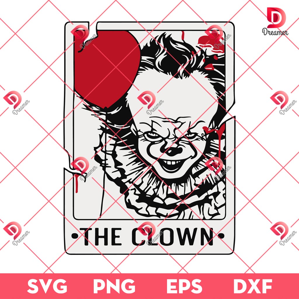 The Clown Pennywise SVG PNG, Horror Tarot Card SVG PNG, Horror Killer Halloween SVG PNG