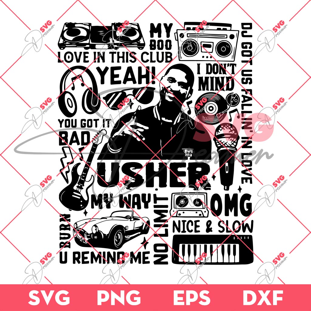 Usher Concert Pop Music SVG PNG, My Boo Love In This Club SVG PNG