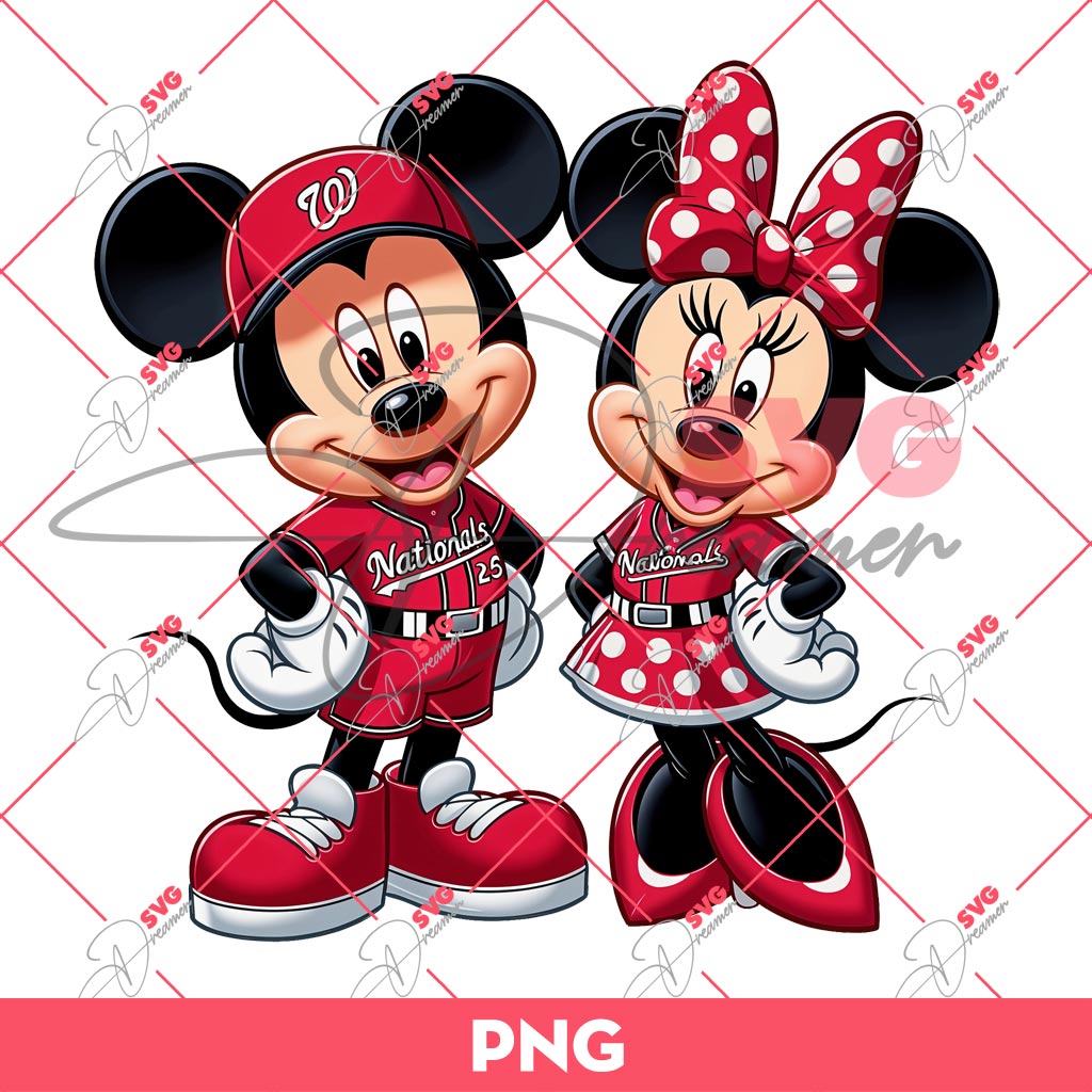 Washington Nationals Mickey And Minnie PNG, Disney Mickey Minnie Nationals MLB Baseball PNG