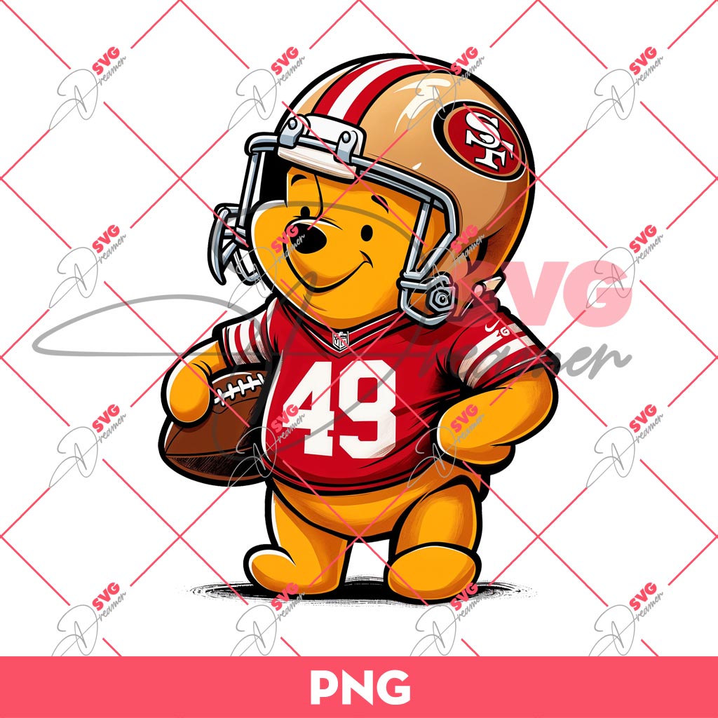 Winnie The Pooh 49ers PNG, San Francisco 49ers NFL Football PNG