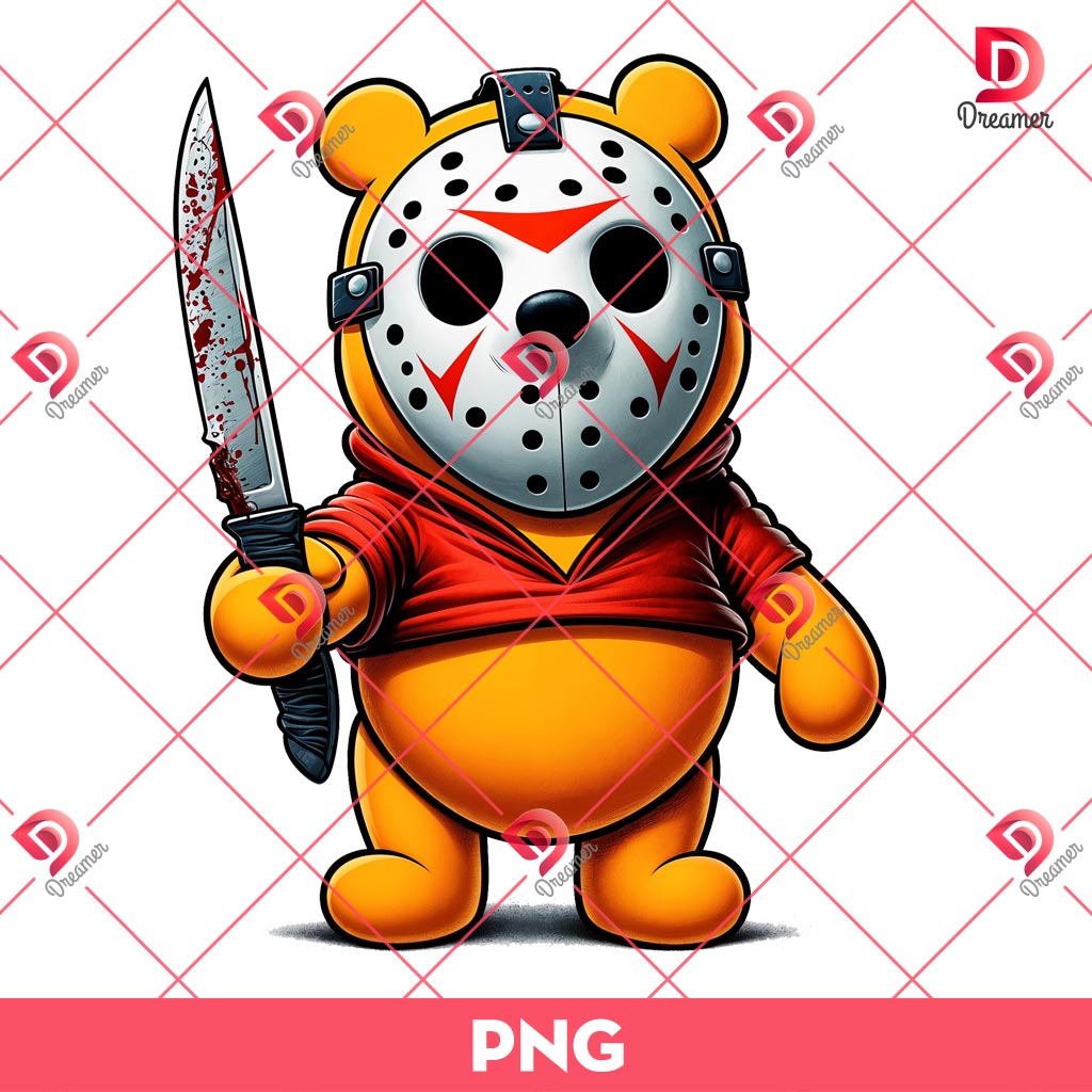 Winnie The Pooh Jason Voorhees PNG, Winnie The Pooh Halloween PNG, Horror Character Halloween PNG