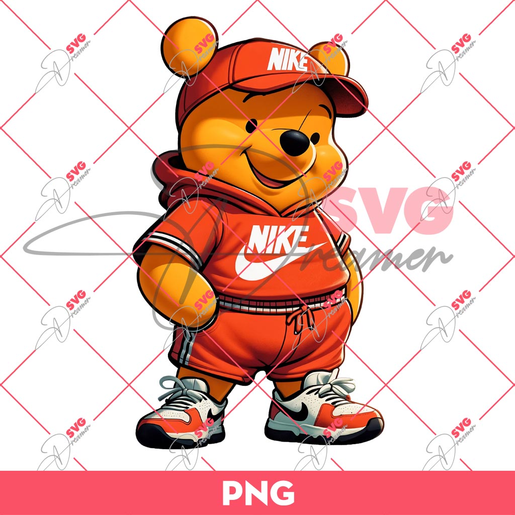 Winnie The Pooh Wearing Nike Outfits PNG, Disney Characters PNG