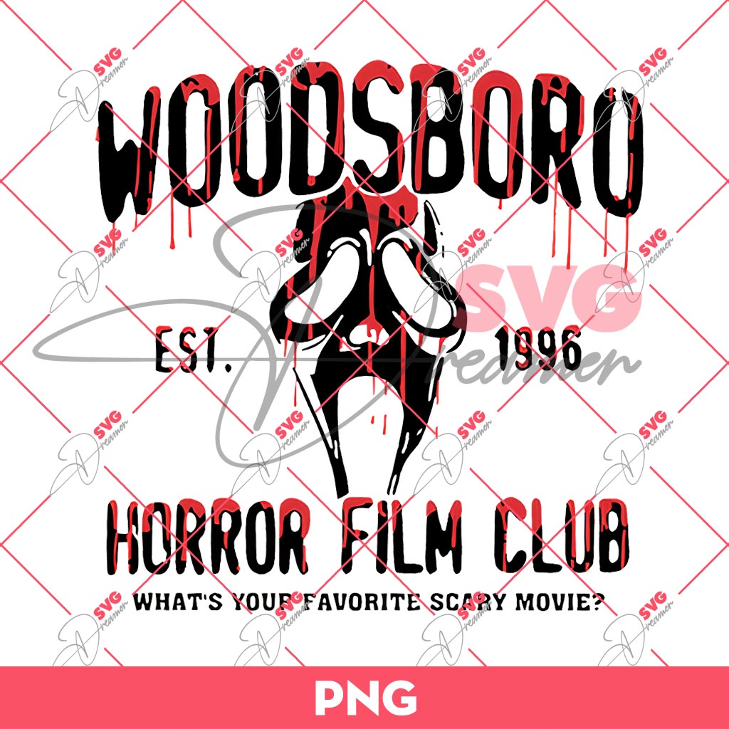 Woodsboro Horror Film Club EST 1996 PNG, Horror Halloween PNG
