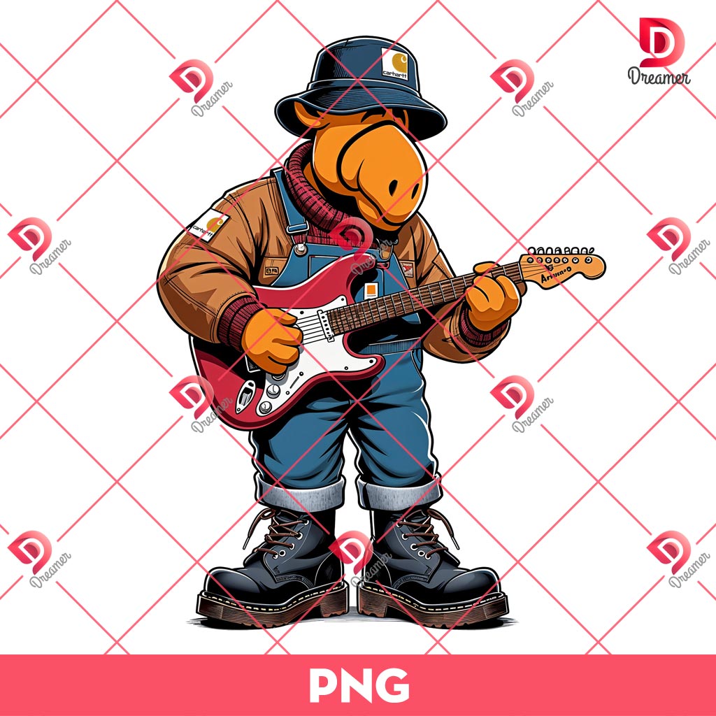 ALF Wearing Carhartt Fashion PNG, ALF Playing Guitar PNG