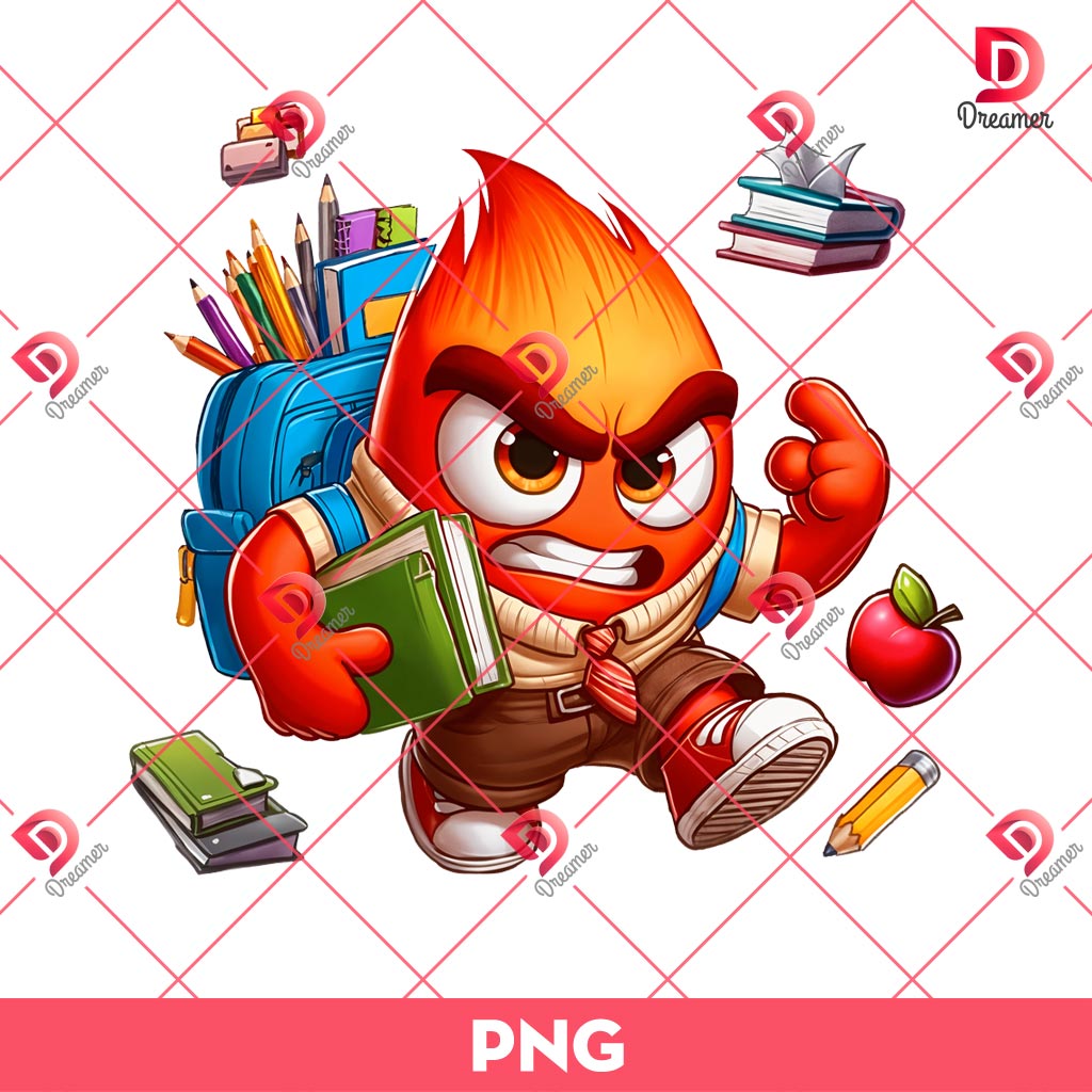 Anger Back To School PNG, Inside Out Back To School PNG