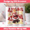 Anger Inside Out 2 Tumbler Wrap 20oz PNG, Inside Out 2 Movie Tumbler Wrap PNG