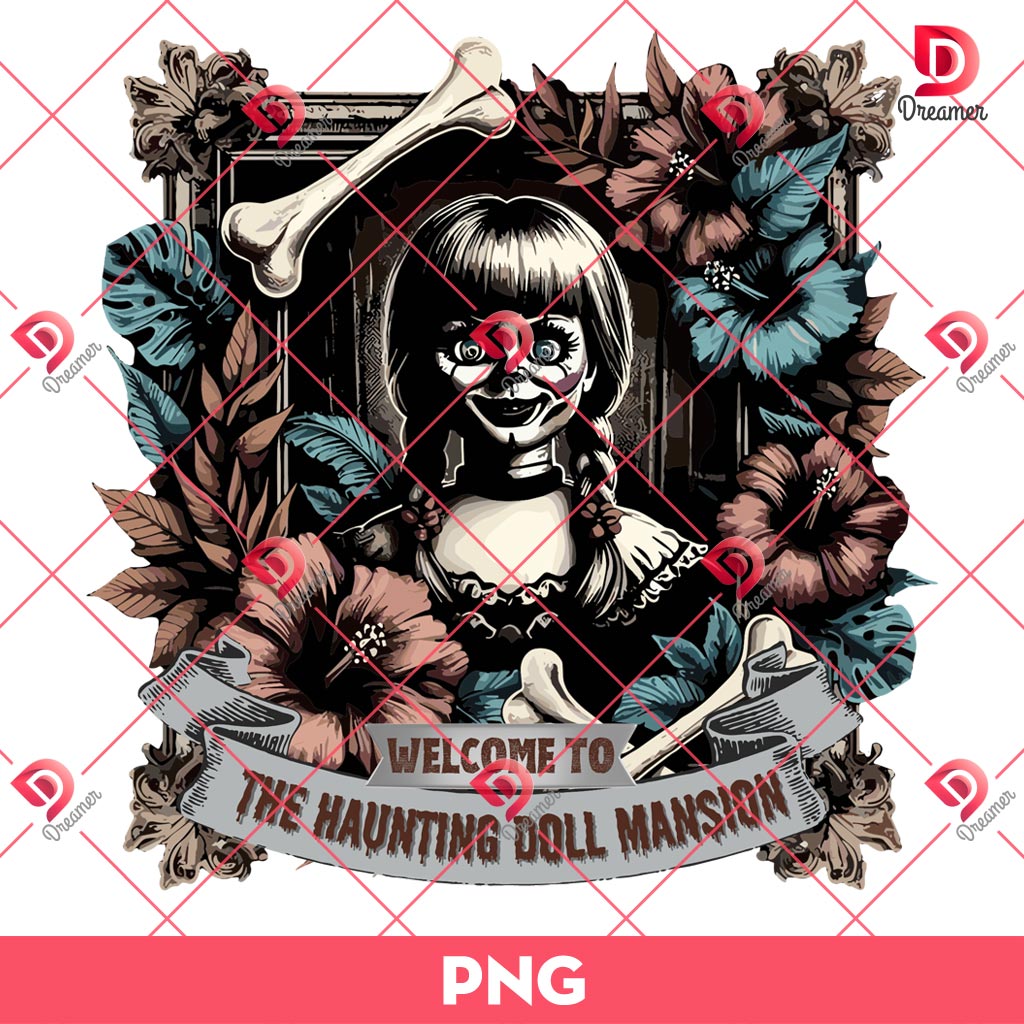 Annabelle Welcome To The Haunting Doll Mansion PNG, Halloween Horror Characters PNG