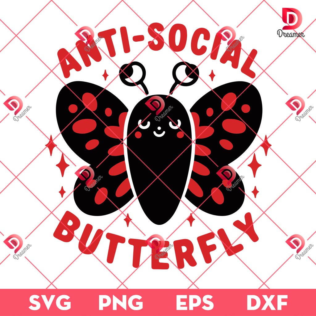 Anti Social Butterfly Mothman Cryptid SVG PNG EPS DXF