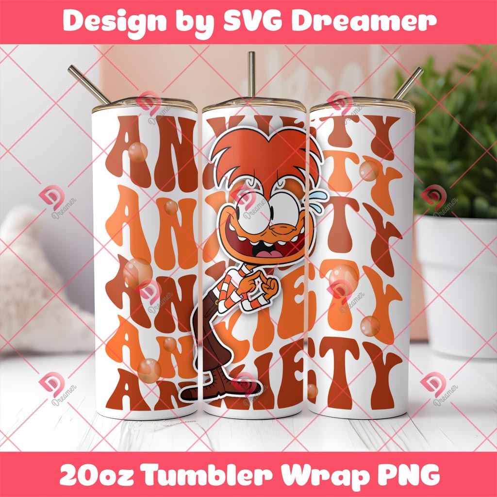 Anxiety Inside Out 2 Tumbler Wrap 20oz PNG, Inside Out 2 Movie Tumbler Wrap PNG