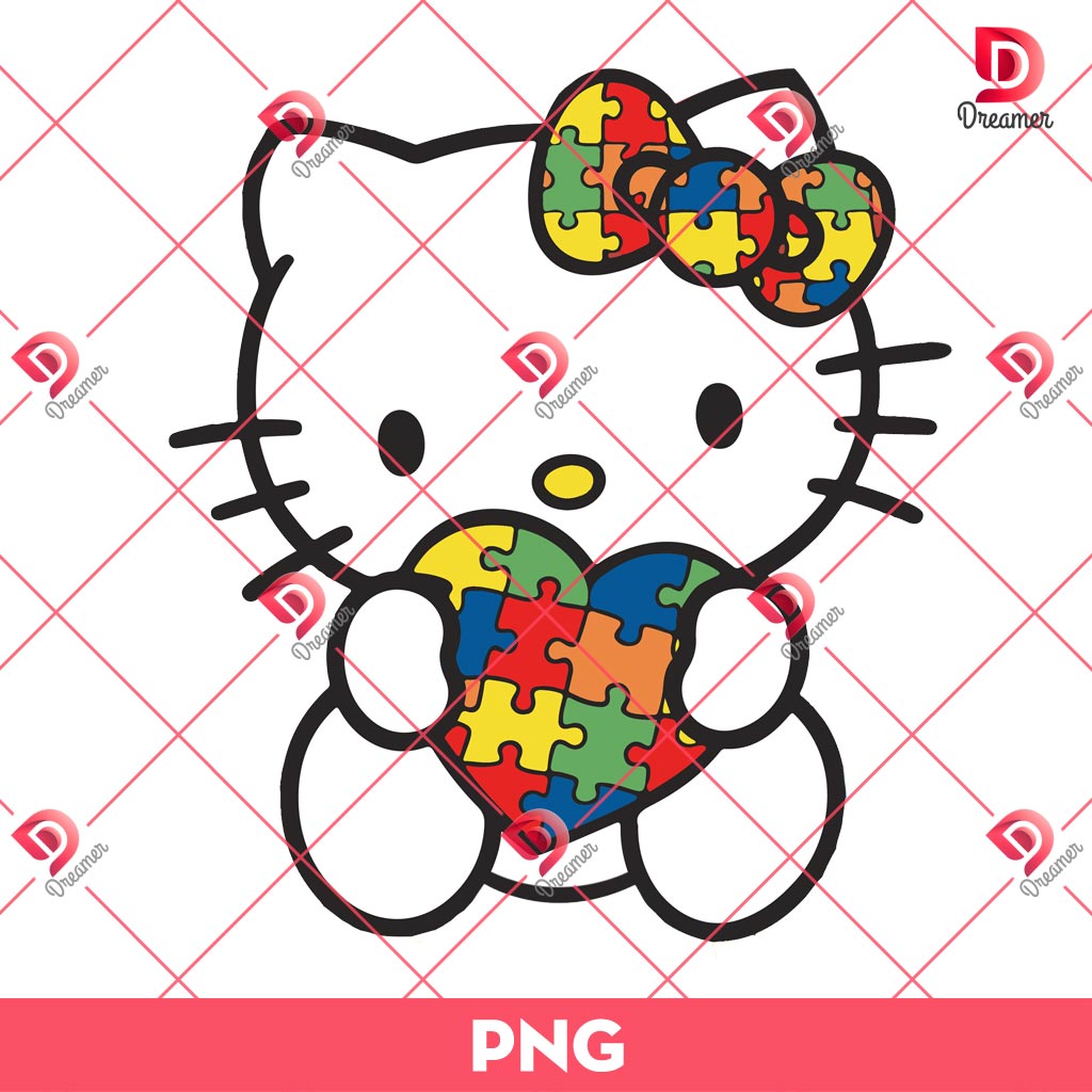 Autism Hello Kitty PNG, Hello Kitty And Heart Puzzle Piece PNG