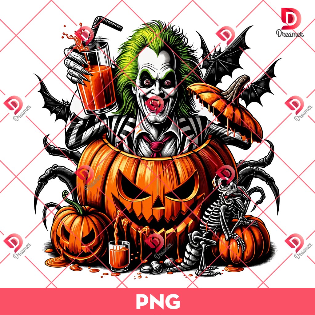 Beetlejuice And Horror Pumpkin PNG, Beetlejuice Halloween PNG