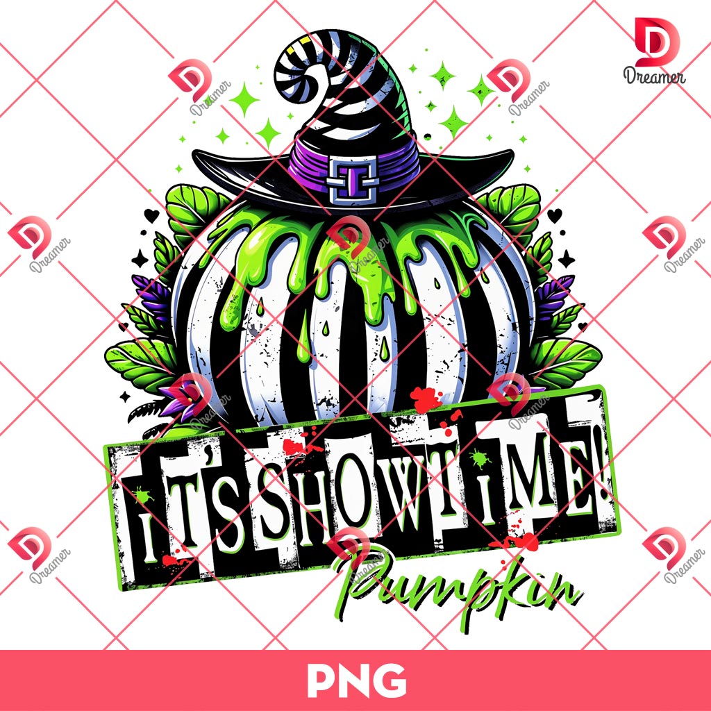Beetlejuice It's Show Time Pumpkin PNG, Beetlejuice Pumpkin Halloween PNG