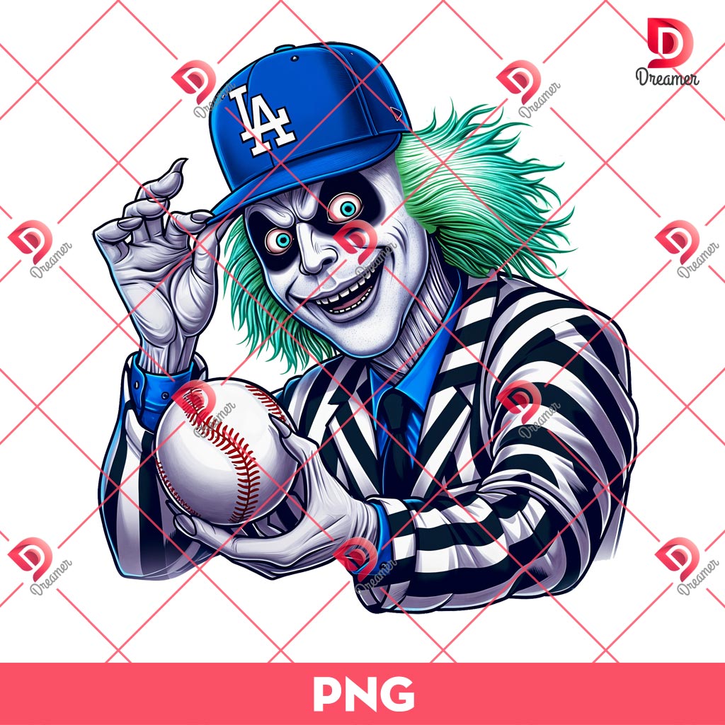 Beetlejuice LA Dodgers PNG, Beetlejuice Horror Baseball PNG