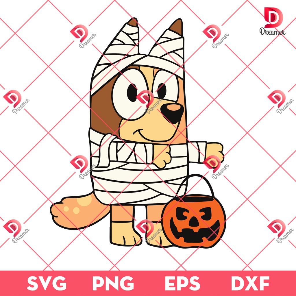 Bingo Mummy Halloween SVG PNG, Bluey Halloween SVG PNG