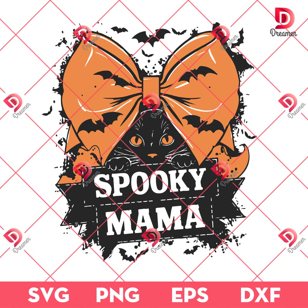 Black Cat Spooky Mama SVG PNG, Cat Halloween SVG PNG, Spooky Mama Halloween SVG PNG