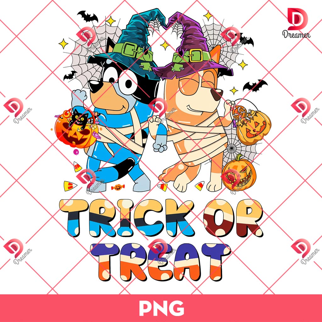 Bluey And Bingo Trick Or Treat PNG, Bluey Bingo Halloween PNG