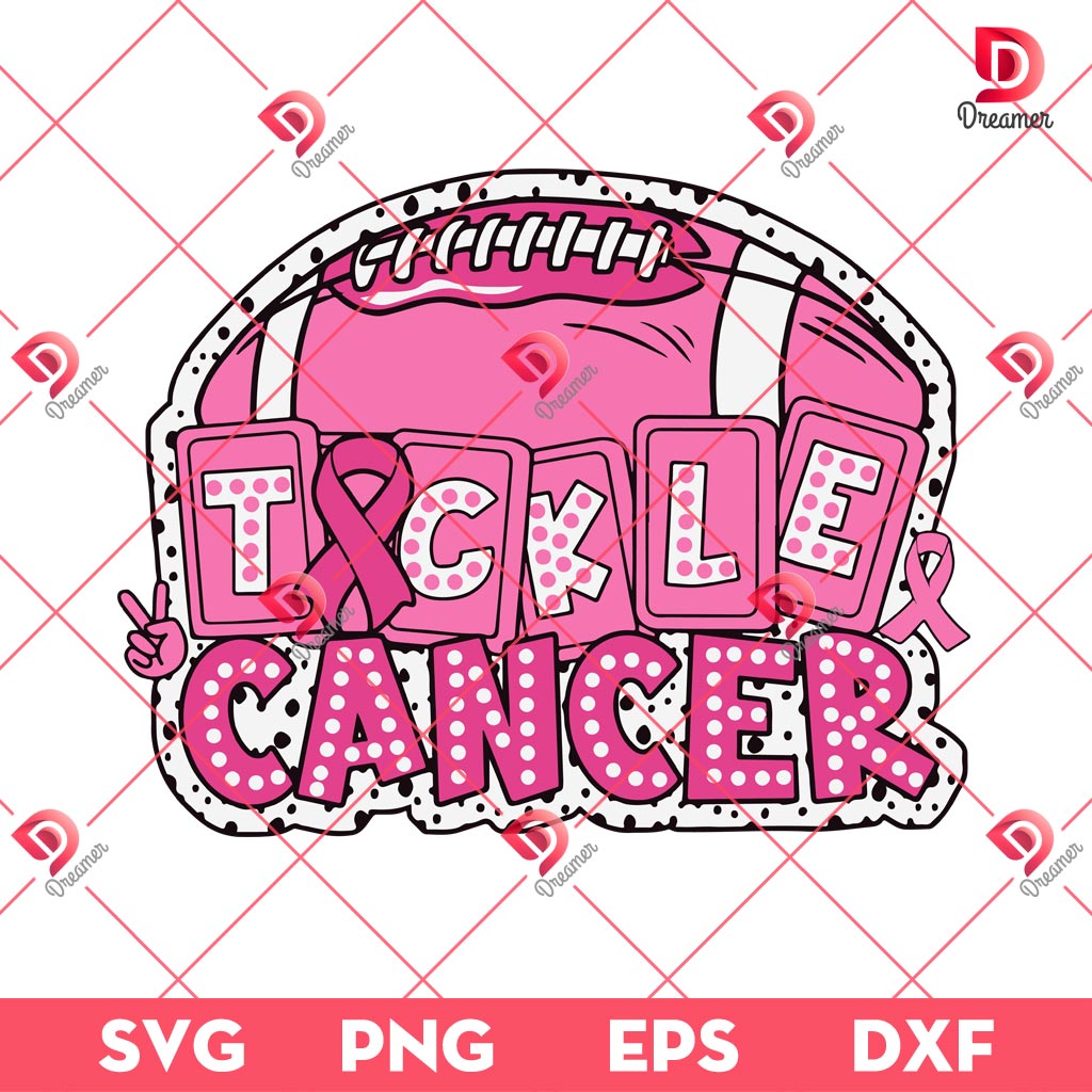Breast Cancer Football SVG PNG, Tackle Breast Cancer PNG SVG, Cancer Awareness PNG SVG