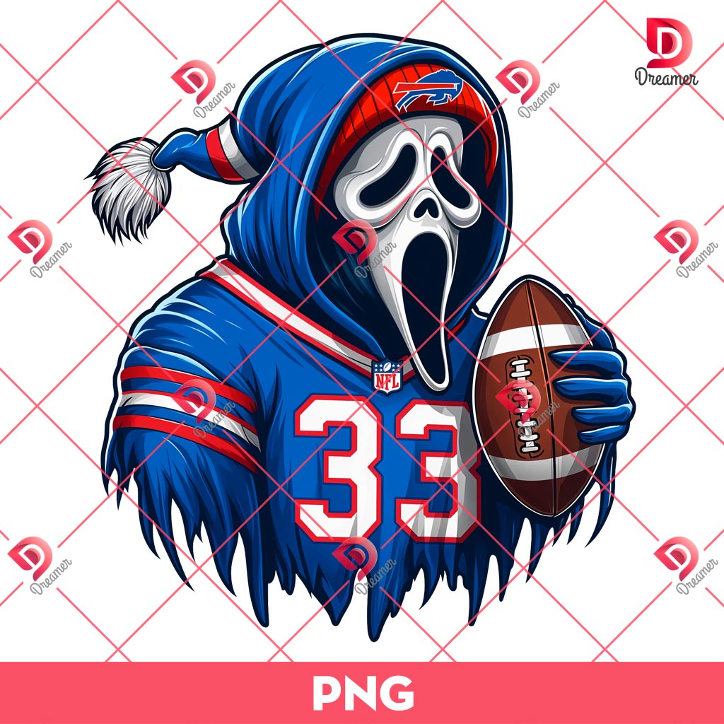 Buffalo Bills Ghostface PNG, Horror Characters NFL Football PNG