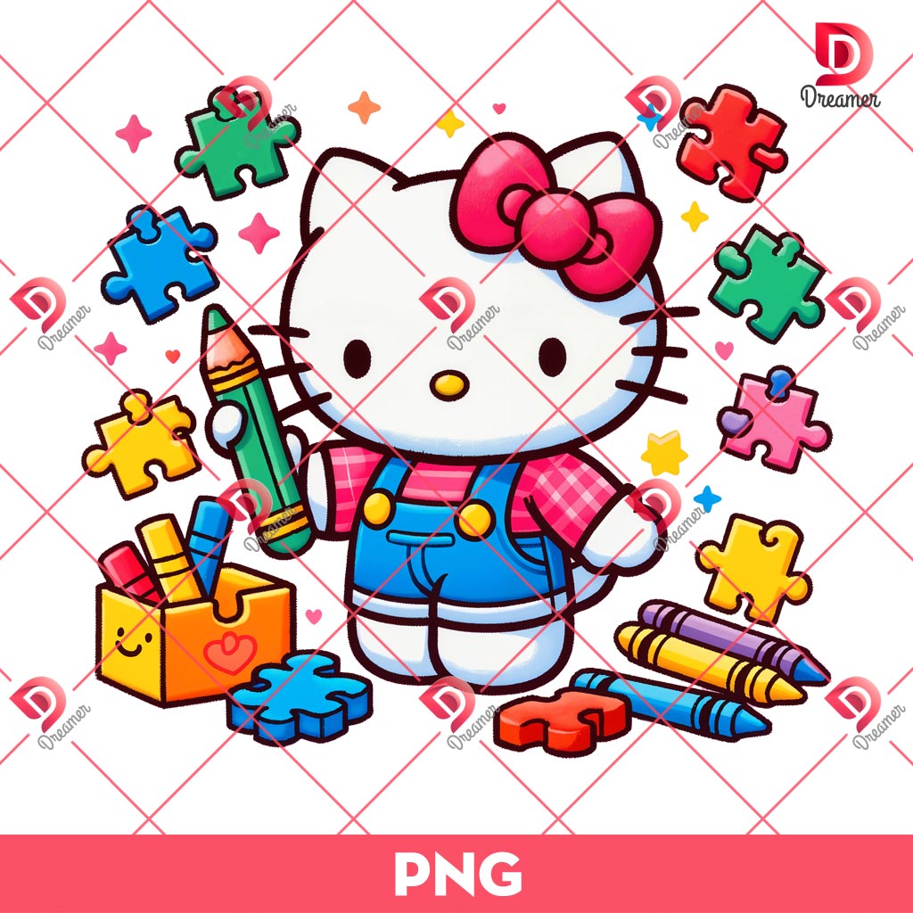 Bundle Autism Hello Kitty PNG, Hello Kitty Puzzle Autism PNG Bundle