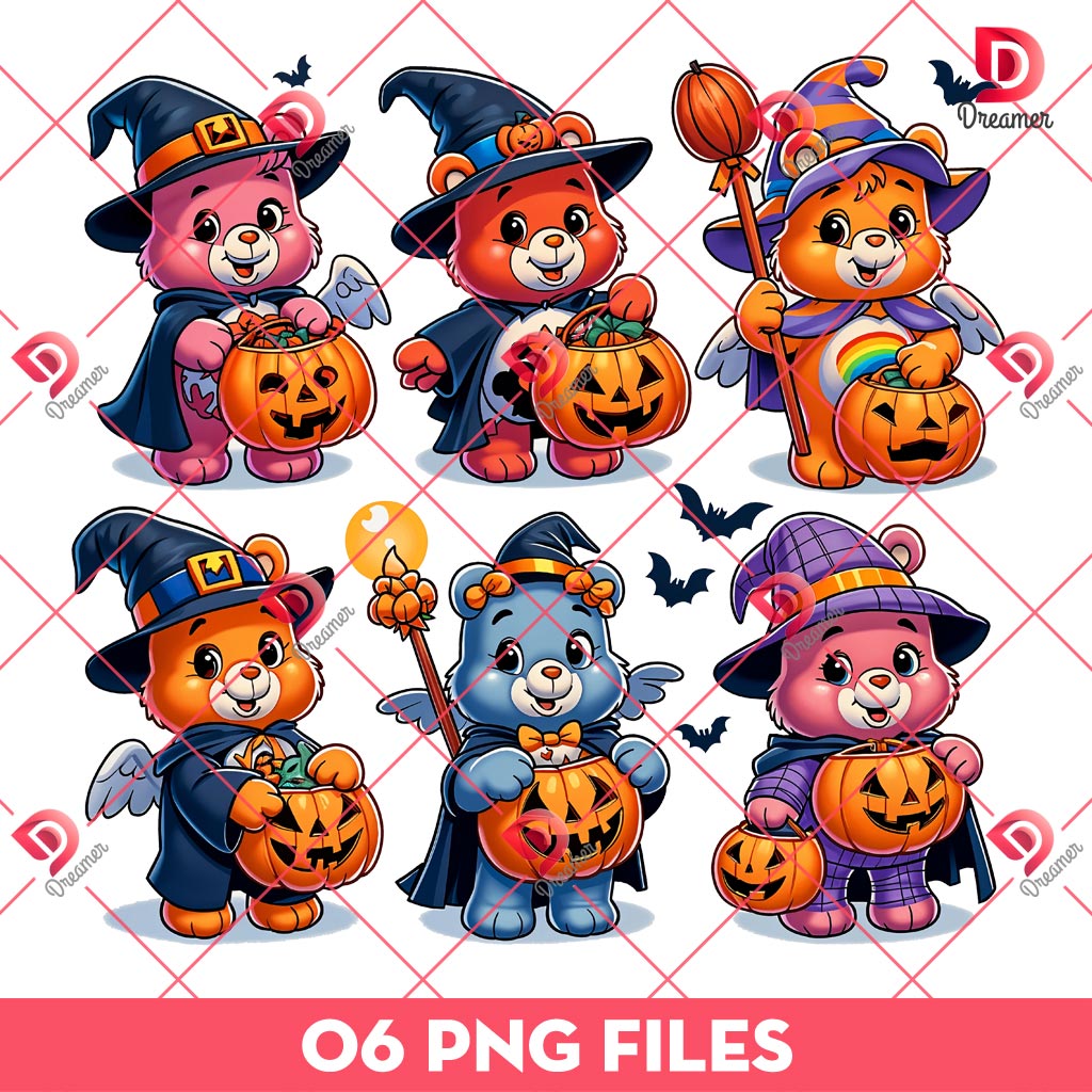 Care Bears Happy Halloween PNG, Care Bears Witches PNG, Halloween PNG