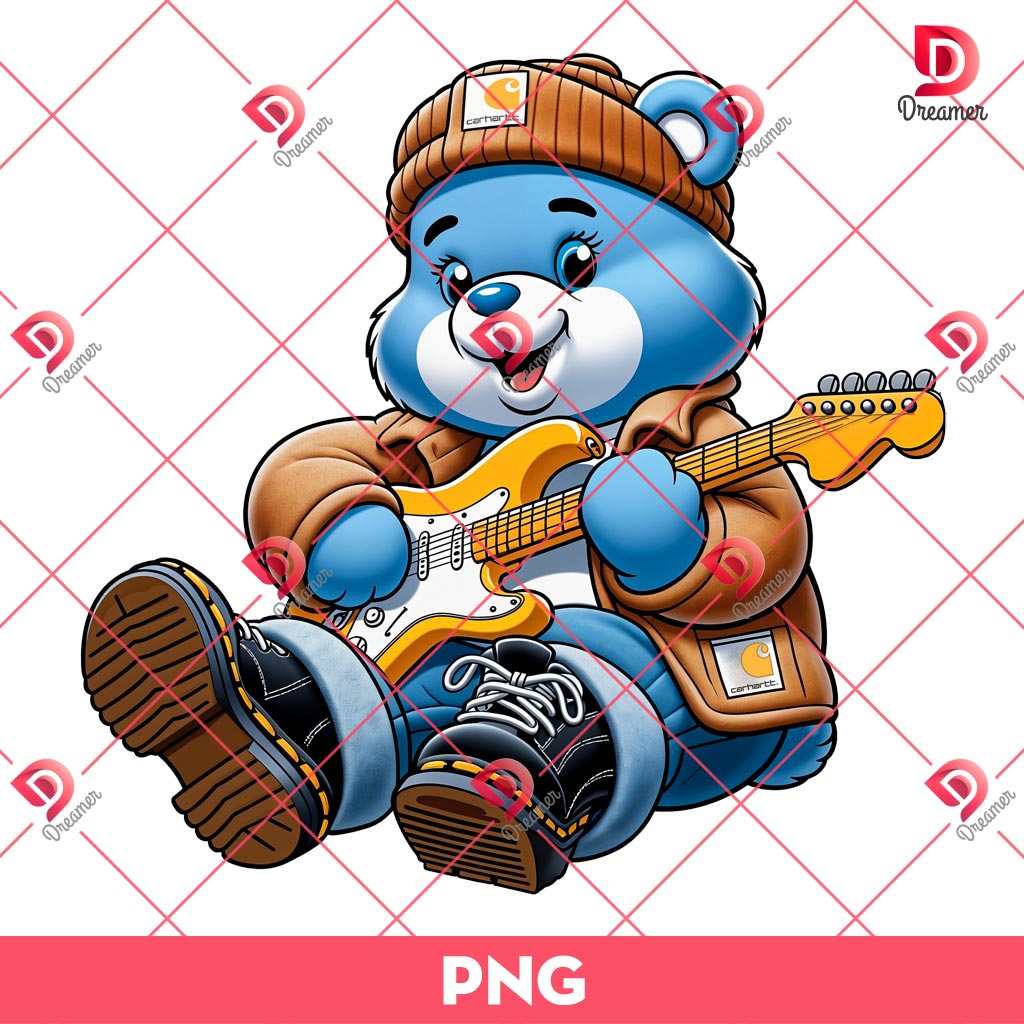 Care Bears Wearing A Carhartt Outfit PNG, Care Bears Playing Guitar PNG
