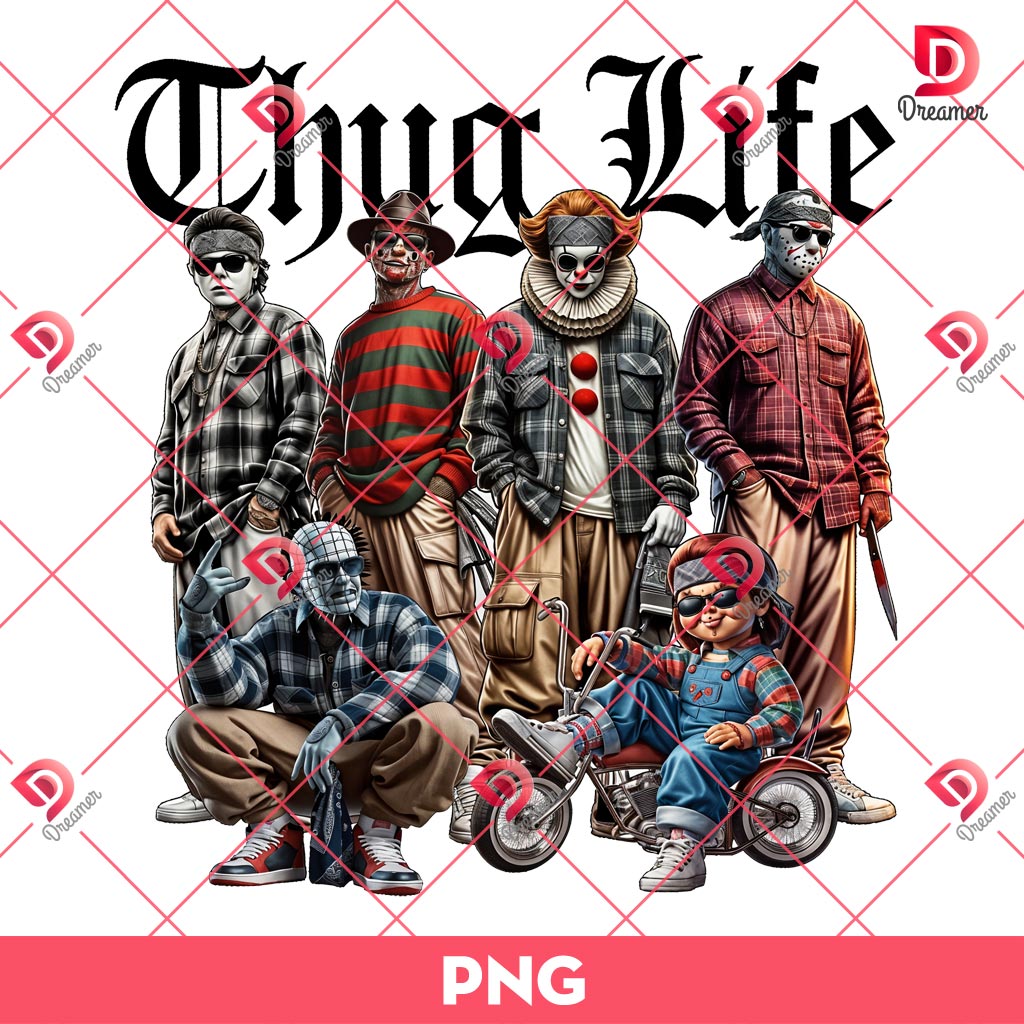 Chicano Horror Killers Thug Life PNG, Chicano Horror Halloween PNG, Thug Life Killers PNG