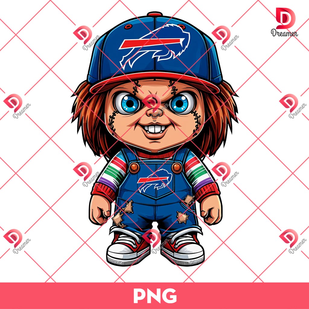Chucky Buffalo Bills PNG, Horror Character NFL Football PNG