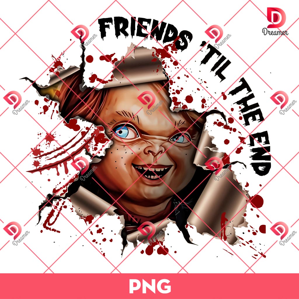 Chucky Friends Til The End PNG, Horror Friends Halloween PNG