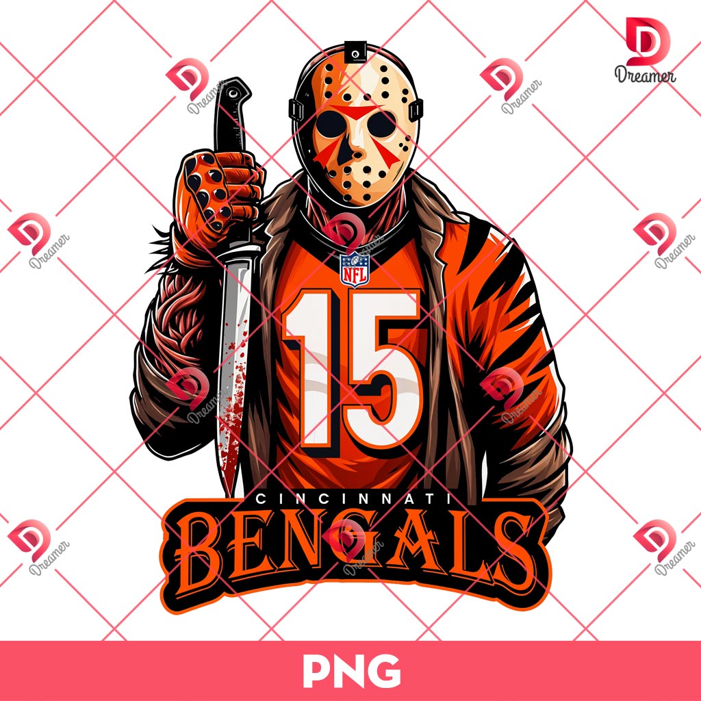 Cincinnati Bengals Jason Voorhees PNG, Horror Killer Football PNG