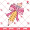 Coquette Pencil With Pink Bow SVG PNG, Back To School SVG PNG, Coquette Pencil Teacher PNG SVG