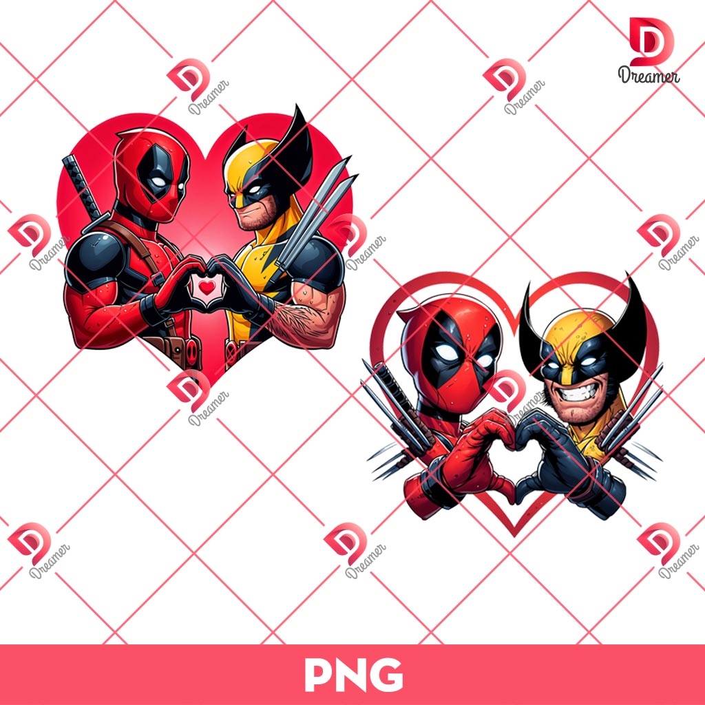 Deadpool And Wolverine Heart PNG, Deadpool Wolverine Movie PNG